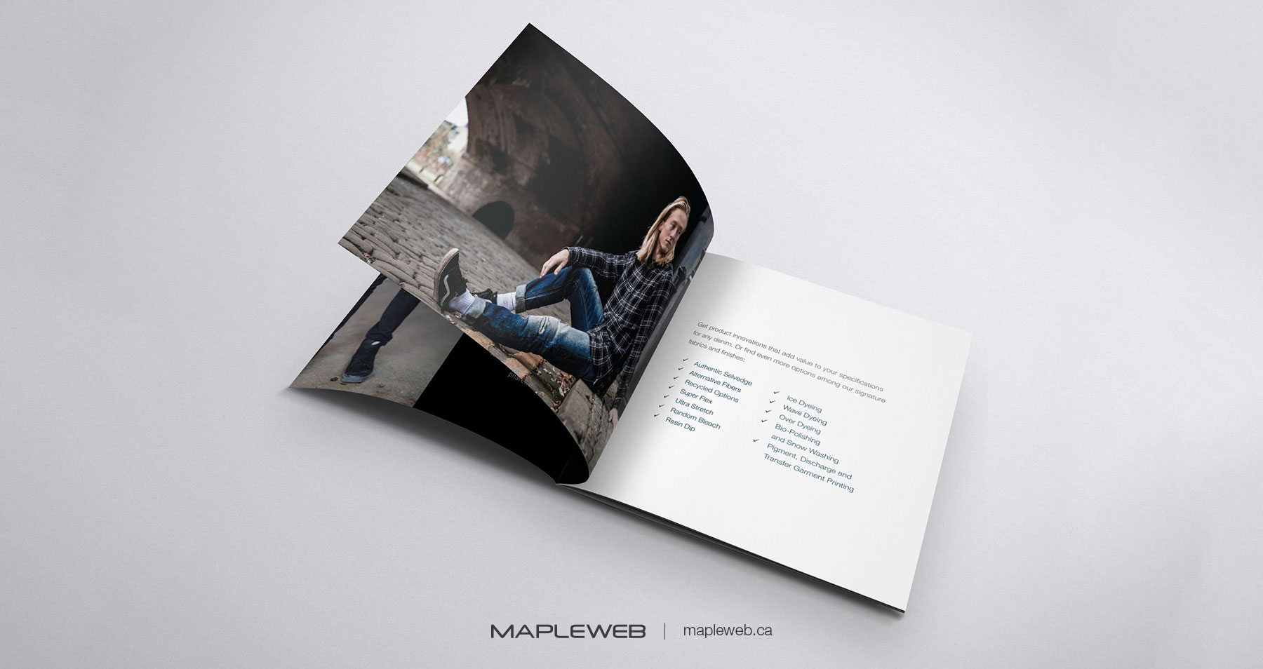 Stylers Brand design by Mapleweb Open Book showing Man wearing Black shirt and Blue Jeans